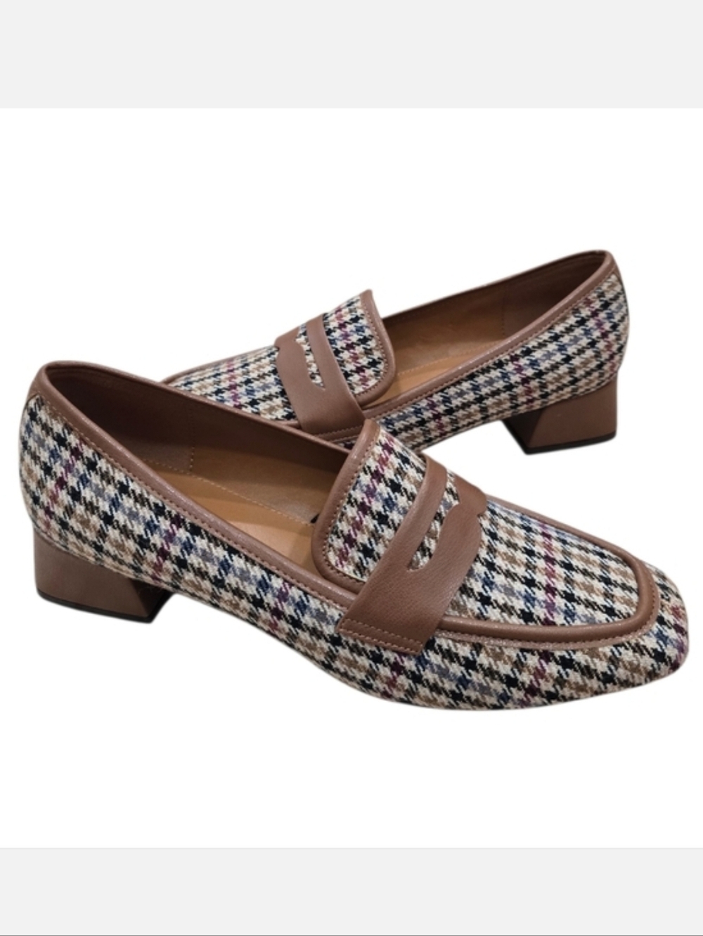 NEW Donald Pliner Tristina Houndstooth Penny Loafers